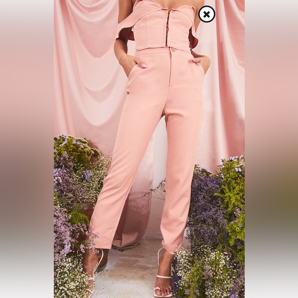 Pretty Little Thing Peach Woven Pocket Cigarette Pants